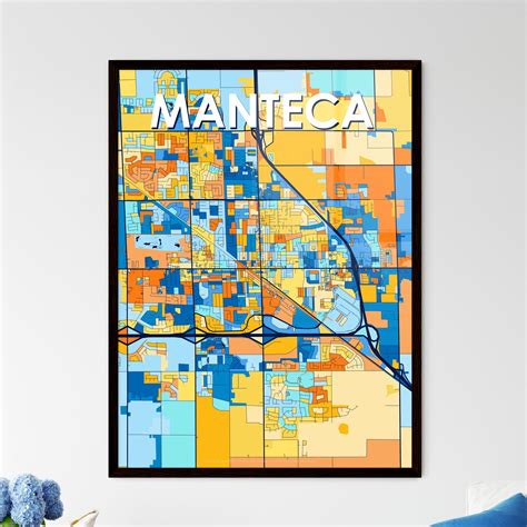 Manteca California Vibrant Map Poster Hebstreit