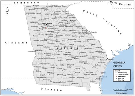Map Of Georgia Cities List Of Biggest Cities In Georgia By Population