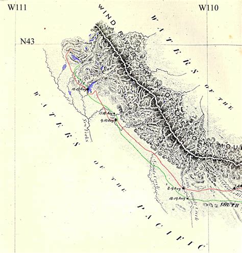 Map Of The 1842 Fr Mont Expedition Into The Wind River Mountains