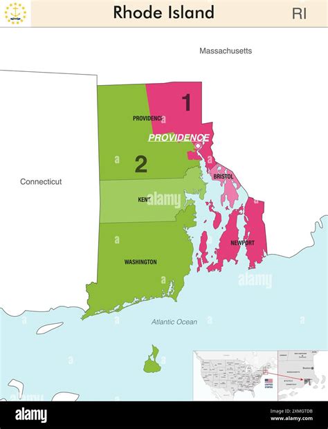 Map Of The County Bristol Rhode Island United States Stock Vector