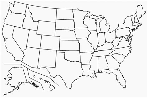 Map Of United States Without State Names New Printable Editable Us