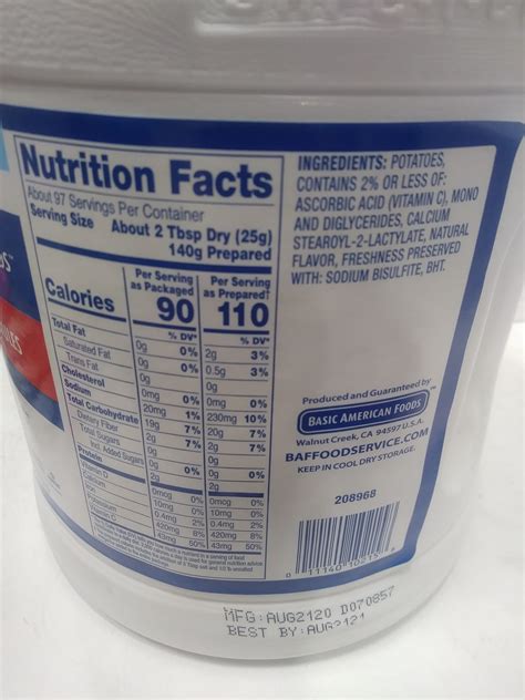 Mashed Potatoes Basic American Foods 5 Lb 5 Oz 2 41Kg