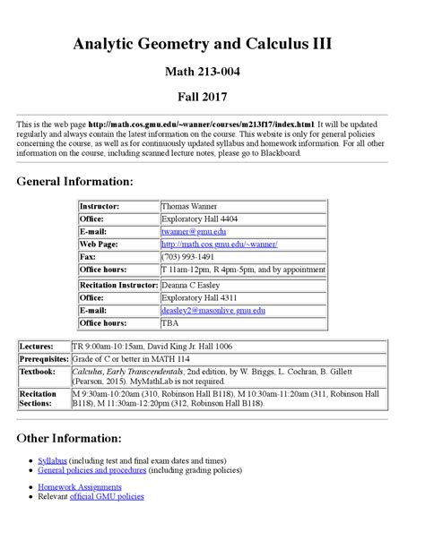 Math 213 Analytic Geometry And Calculus Iii Gmu Math 213 Analytic Geometry And Calculus Iii Gmu