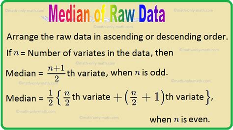 Median Of Raw Data The Median Of A Set Of Data How To Calculate Mean