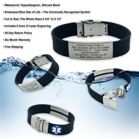 Medical Alert Bracelet Sport Style Includes Medical Id Wallet Card