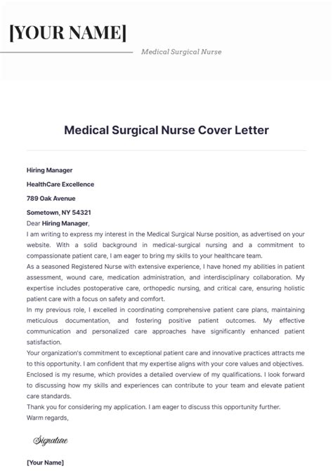 Medical Surgical Nurse Cover Letter Sample Cover Lett Vrogue Co