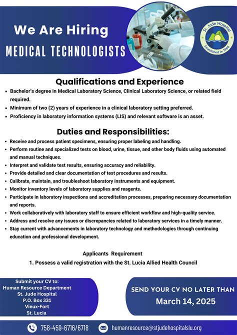 Medical Technologist Vacancies
