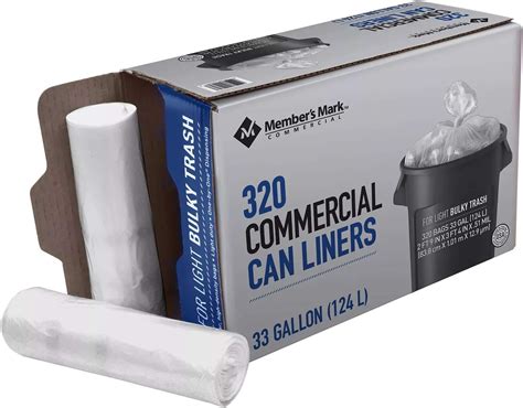 Member Amp 39 S Mark Commercial Can Liners Clear Trash Bags 33 Gallon 320