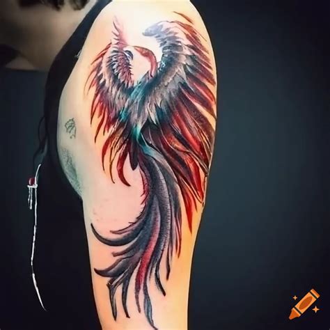 Men Amp 39 S Phoenix Tattoo On Upper Arm On Craiyon