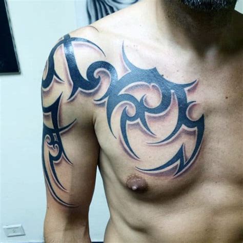 Men Tribal Chest Tattoo Designs