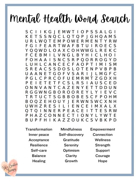 Mental Health Crossword Calming Crossword Puzzle Feel Good Puzzle
