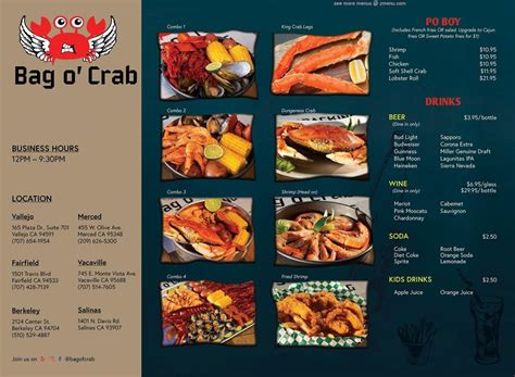 Menu At Bag O Crab Restaurant Merced