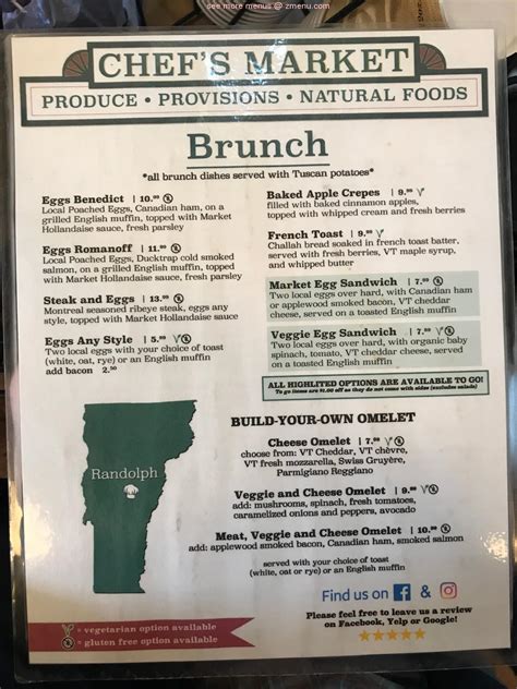 Menu At Chef Amp 39 S Market Restaurant Randolph Menu At Chef Amp 39 S Market Restaurant Randolph