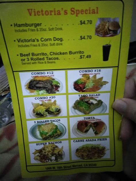 Menu At Victoria Amp 39 S 24Hr Mexican Drive Thru Restaurant Merced