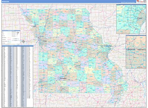 Metro Area Zip Code Wall Maps Of Missouri Marketmaps Com