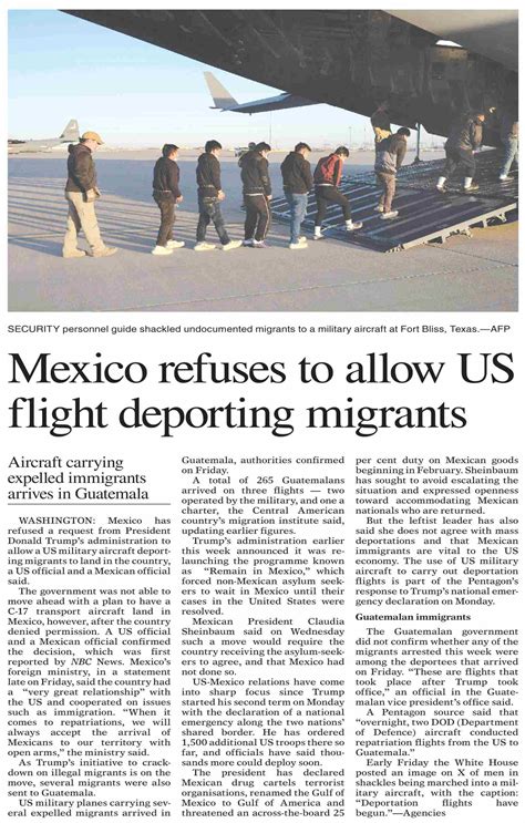 Mexico Refuses To Allow Us Flight Deporting Migrants World Dawn Com