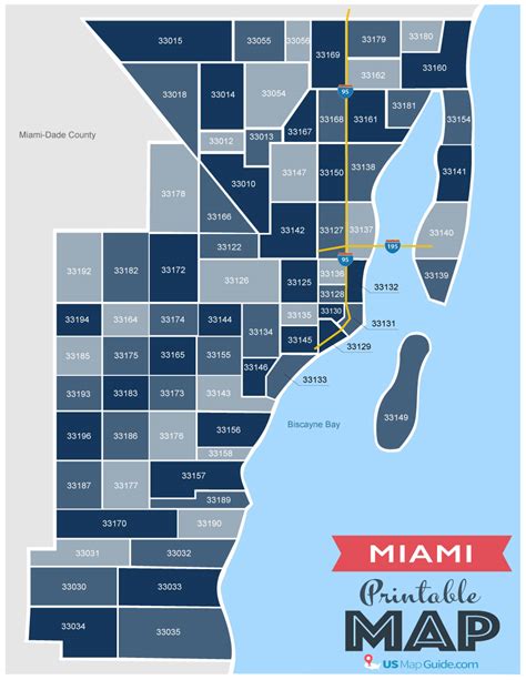 Miami Dade County Florida Zip Code Boundary Map Fl