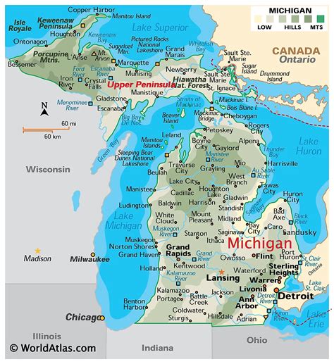 Michigan Map With Cities And Lakes Map Michigan Map With Cities And Lakes Map