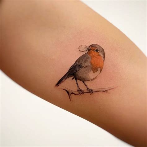 Micro Realistic Robin Tattoo On The Inner Arm Micro Realistic Robin Tattoo On The Inner Arm