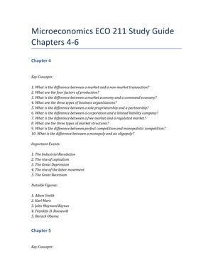 Microeconomics Eco 211 Study Guide Chapters 1 3 Microeconomics Eco Microeconomics Eco 211 Study Guide Chapters 1 3 Microeconomics Eco