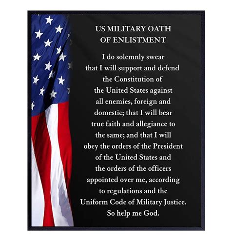 Military Oath Of Enlistment Poster No Frame Canvas With Etsy