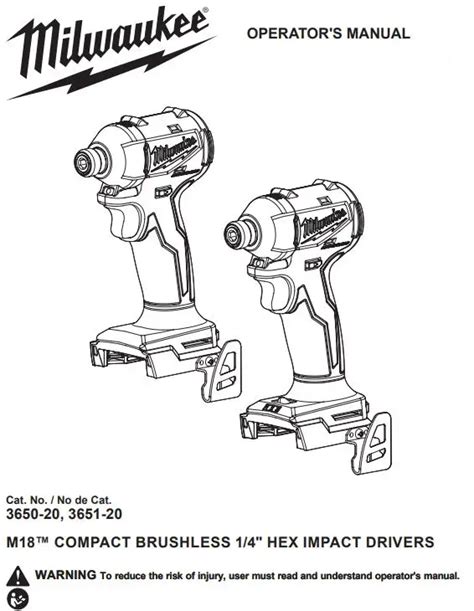 Milwaukee M18 Compact Brushless 1 4 Hex 3 Speed Impact Driver User Manual Milwaukee M18 Compact Brushless 1 4 Hex 3 Speed Impact Driver User Manual