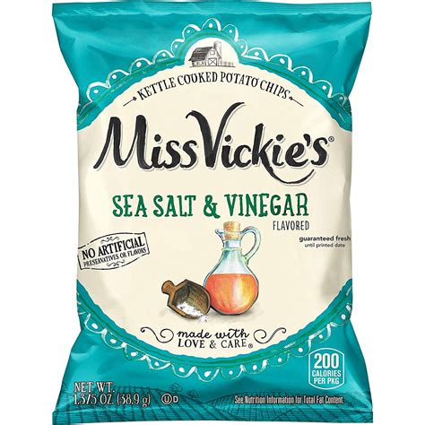 Miss Vickie S Sea Salt Vinegar Kettle Potato Chips 1 375 Oz 64 Case