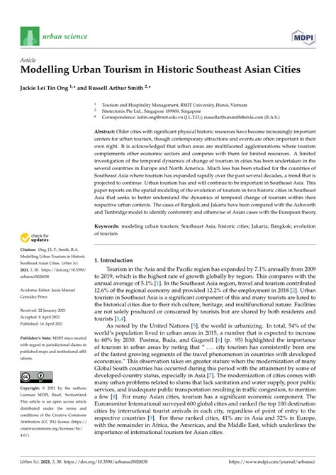 Modelling Urban Tourism In Historic Southeast Asian Cities Modelling Urban Tourism In Historic Southeast Asian Cities