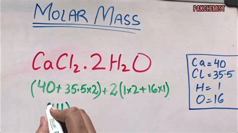 Molar Mass Of Cacl2 H2o Easy Steps Youtube Molar Mass Of Cacl2 H2o Easy Steps Youtube