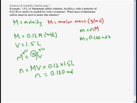 Molarity Find A Mass Form A Molarity And Volume Youtube