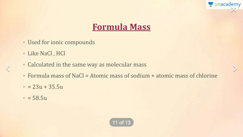 Molecular Mass Formula