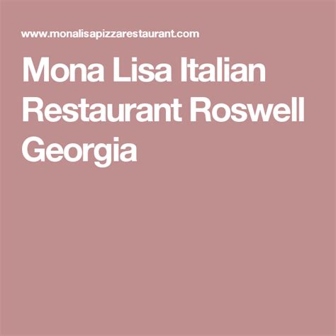 Mona Lisa Italian Restaurant Roswell Georgia