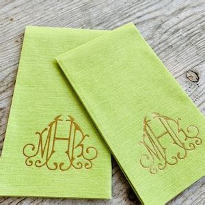 Monogrammed Linen Like Guest Towel Napkins Bella Etsy