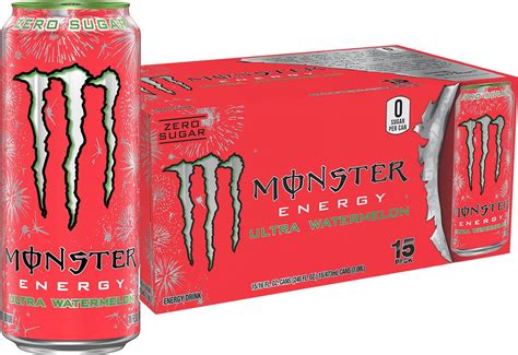 Monster Ultra Watermelon Sugar Free Energy Drink 16 Ounce Pack Of 24