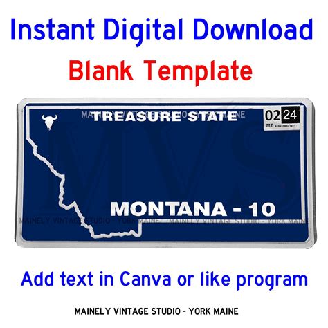 Montana Mt License Vanity Plate Blank Template Digital Printable Download Sublimation Montana Mt License Vanity Plate Blank Template Digital Printable Download Sublimation