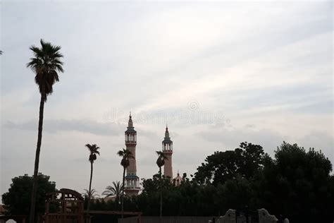 Mosque Form The Park In Cloudy Weather In Ras Al Khaimah United Arab