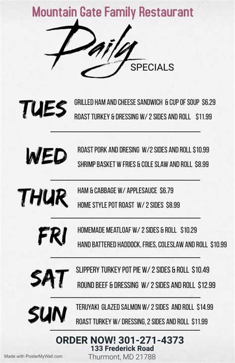 Mountain Gate Family Restaurant In Thurmont Restaurant Menu And Reviews