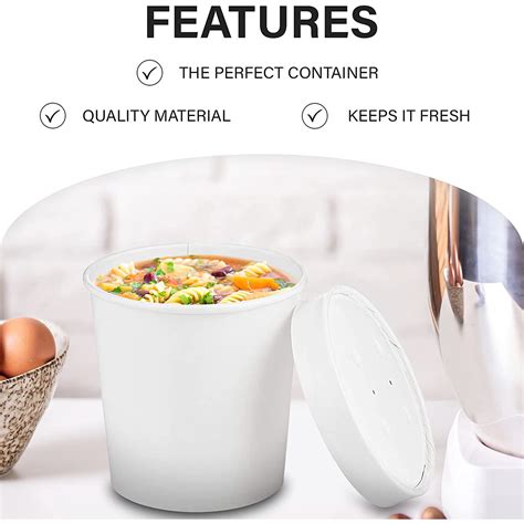 Mt Products White Paper Hot Cups For Food And Soup Or Cold Ice Cream With Vented Paper Lids To Prevent Leaks 16 Ounce Pack Of 20 Cups And 20 Lids