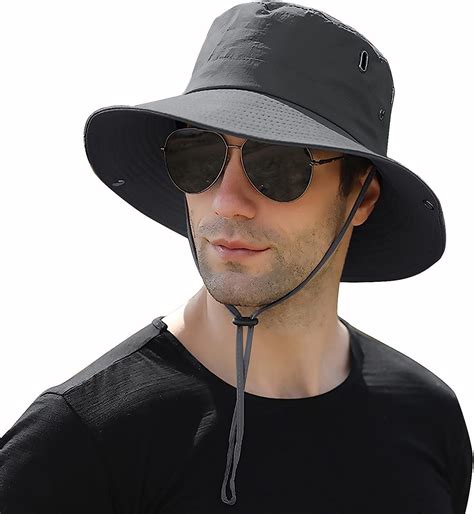 Muryobao Men Sun Hat Summer Wide Brim Upf 50 Breathable Boonie Hats