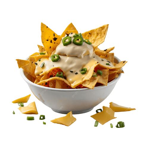Nachos With Cheese Sauce And Jalapeno On White Background Nachos With