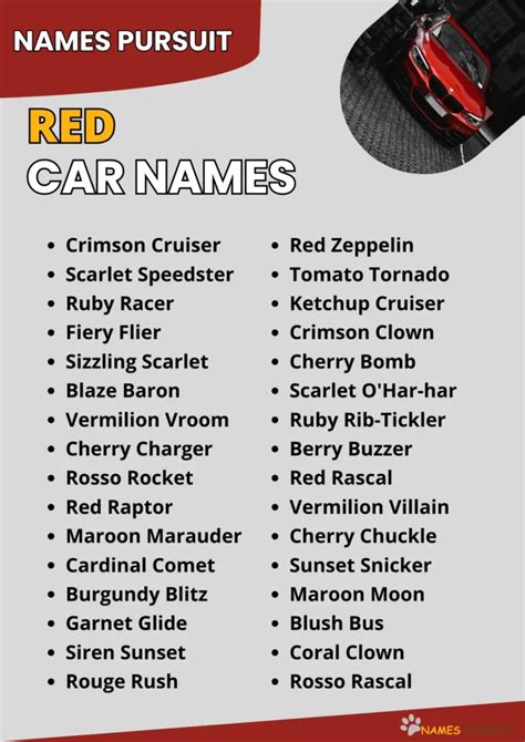 Creative and Unique Names for Cars Red That Will Make Your Vehicle Stand Out