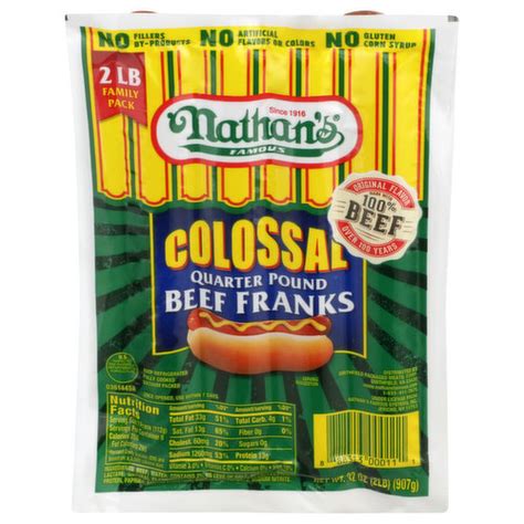 Nathan S Famous Colossal Quarter Pound Beef Franks Family Pack Same Day Delivery Or Pickup Cub