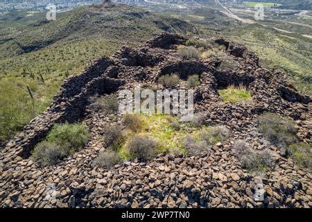 Native American Ruins Overlooking Black Canyon City Arizona Stock Photo