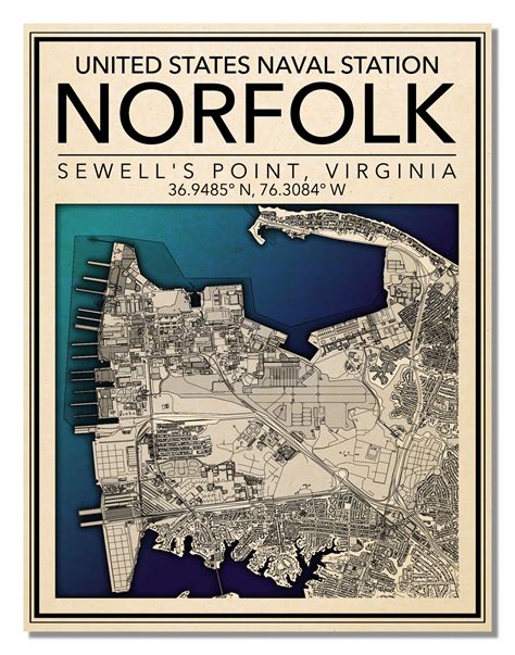Naval Station Norfolk Map Art City Prints