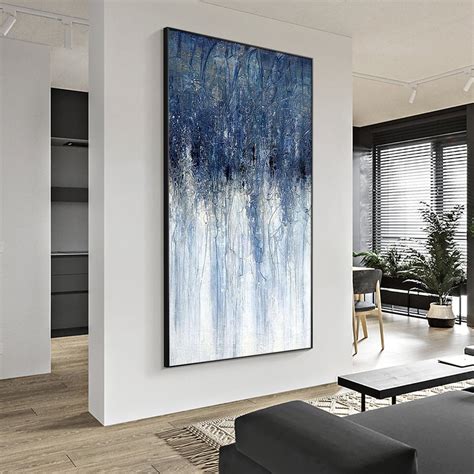 Navy Blue Painting Navy Blue Wall Art Navy Blue Canvas Art Etsy