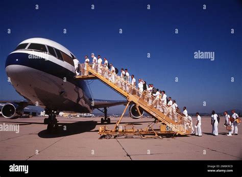Navy Troops From The San Diego California Area Board A Civilian L 1011 At Naval Air Station Miramar To Fly To Roswell Air Force Base New Mexico In Support Of The Exercise Subject