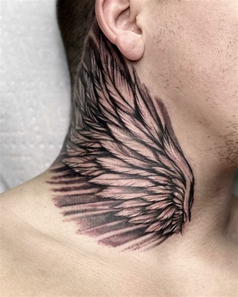 Neck Wing Tattoo