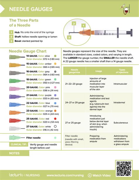 Needle Gauges Free Cheat Sheet Lecturio Nursing In 2024 Gauges