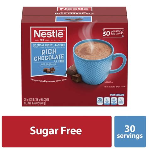 Nestleee No Sugar Added Hot Cocoa Mix Envelopes Rich Chocolate 0 28 Oz Packet 30 Box