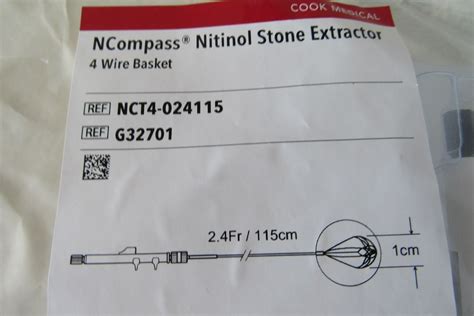 New Cook Medical G36251 Cook Medical Ncompass Nitinol Stone Extractor New Cook Medical G36251 Cook Medical Ncompass Nitinol Stone Extractor